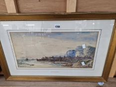 EDWIN EARP 19th CENTURY EARLY MORNING NR HASTINGS SUSSEX WATERCOLOUR 24 X 48