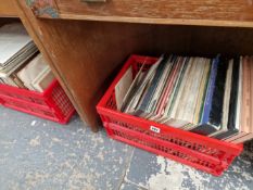 A COLLECTION OF LP RECORDS, MAINLY CLASSICAL AND A PANASONIC RECORD/TAPE DECK.