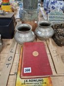 A COPPER FUNNEL, TWO EASTERN JARS, AND TWO BOOKS, FIRST EDITION, 2016 HARRY POTTER AND THE CURSED