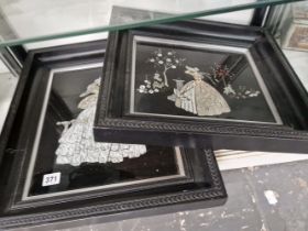 TWO ART DECO FOILED PICTURES.