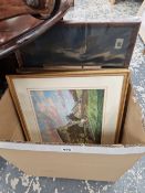 TWO WATERCOLOURS AND TWO 19th C. ENGRAVINGS.
