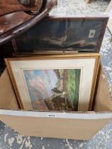 TWO WATERCOLOURS AND TWO 19th C. ENGRAVINGS.