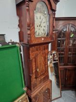 A MAHOGANY GRANDFATHER CLOCK CASE.