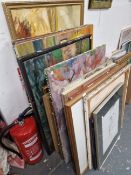 A COLLECTION OF LARGE ENTHUSIASTIC OILS ON CANVAS AND WATERCOLOURS MAINLY PORTRAITS (90)