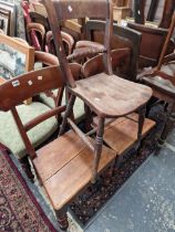 A VICTORIAN OXFORD SIDE CHAIR AND TWO OTHERS.