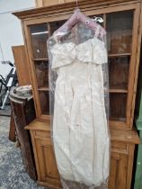 A VINTAGE SILK WEDDING DRESS.