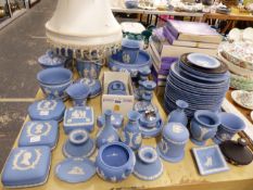 A COLLECTION OF WEDGWOOD BLUE JASPER WARES