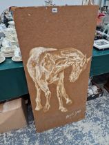 AN UNUSUAL 1970'S PAINTING OF A HORSE,SIGNED BRIAN JONES.