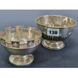 TWO HALLMARKED SILVER FOOTED BOWLS, 219Gms.