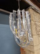 A PAIR OF JIM LAWRENCE DESIGNED PERSPEX HANGING LIGHTS.