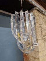 A PAIR OF JIM LAWRENCE DESIGNED PERSPEX HANGING LIGHTS.