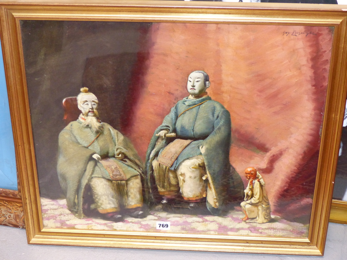 GUY LIPSCOMBE (1881-1952), JAPANESE DOLLS, A PAIR OF OILS ON CANVAS, SIGNED AND INSCRIBED VERSO. - Image 2 of 5