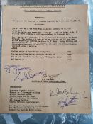 THE BEATLES SIGNATURES - AN ITINERARY SHEET FROM THE PRESS & PUBLIC RELATIONS DEPARTMENT AT HEATHROW