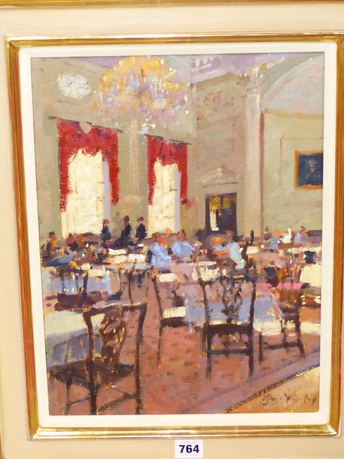 BRUCE YARDLEY (B. 1962), ARR. THE PUMP ROOM, OIL ON CANVAS, SIGNED LOWER RIGHT. 39.5 x 29.5cms - Image 2 of 6