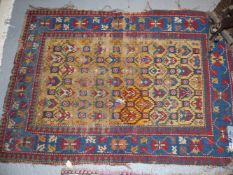 AN ANTIQUE CAUCASIAN RUG, 155 x 107cms TOGETHER WITH AN ANTIQUE CAUCASIAN SHIRIVAN RUG. 150 x