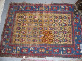 AN ANTIQUE CAUCASIAN RUG, 155 x 107cms TOGETHER WITH AN ANTIQUE CAUCASIAN SHIRIVAN RUG. 150 x