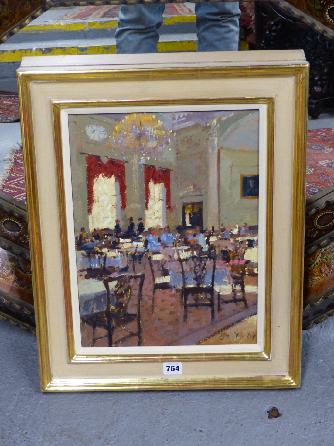 BRUCE YARDLEY (B. 1962), ARR. THE PUMP ROOM, OIL ON CANVAS, SIGNED LOWER RIGHT. 39.5 x 29.5cms - Image 3 of 6