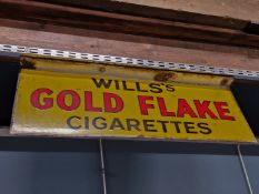 A YELLOW GROUND SIGN FOR WILLS GOLD FLAKE CIGARETTES