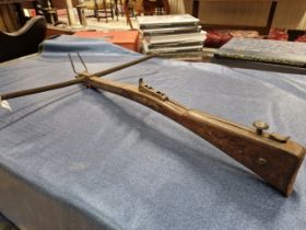 AN 18th C. MAHOGANY AND IRON STONE BOW