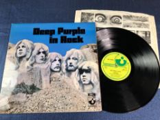 DEEP PURPLE IN ROCK LP, 1st PRESSING HARVEST SHVL 777 A-2/B-1 NO EMI BOX. THE GRAMOPHONE CO TEXT