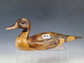 LIZA CHIU, CANADA, A 1985 CARVED WOOD MODEL OF A PINTAIL DUCK. W 38cms.