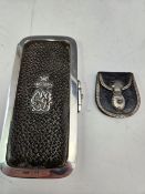 A VICTORIAN LEUCHARS RETAILED SILVER MOUNTED LEATHER CARD CASE BY HENRY DEE, LONDON TOGETHER WITH