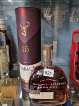 1 BT WOODFRD RESERVE DOUBLE OAKED BOURBON WHISKEY 70cl TOGETHER WITH 1 BOTTLE GLENFIDDICH 15 SINGE