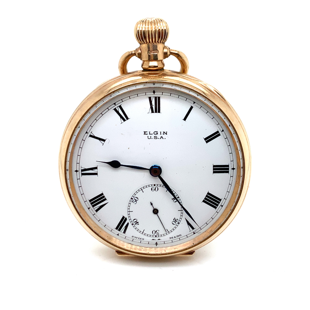 A 9ct HALLMARKED GOLD OPEN FACE ELGIN POCKET WATCH. THE INNER CASE DATED 1922, BIRMINGHAM, A.L.D,