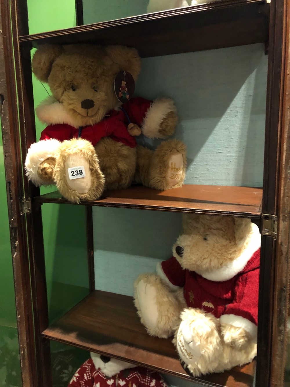 SEVENTEEN HARRODS CHRISTMAS TEDDY BEARS WITH THEIR DATES SEWN ONTO THEIR FEET