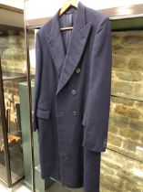 A MOORBROOK BLUE CASHMERE AND WOOL COAT DESIGNED BY VANNUCCI