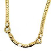 A TRIPLE DIAMOND FLAT S LINK NECKLACE. THE CLASP STAMPED 750, STAR 13 VI, WITH INDISTINCT MAKERS