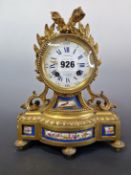A 19th C. GILT BRONZE AND PORCELAIN CASED CLOCK RETAILED BY GRADING OF PARIS, THE JAPY FRERES