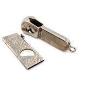 TWO VINTAGE HALLMARKED SILVER MOUNTED CIGAR CUTTERS