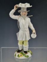 AN 18th C. MEISSEN FIGURE OF A MILK VENDOR FROM THE CRIS DE ST PETERSBURG SERIES, HE STANDS