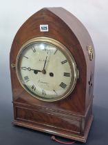 THOMAS RUSSELL, LANCASTER, A MAHOGANY LANCET CASED CLOCK THE TWIN FUSEE MOVEMENT STRIKING ON A BELL,