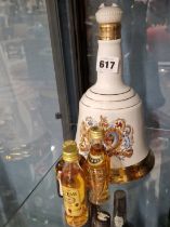 BELLS SCOTCH WHISKY COMMEMORATIVE PORCELAIN FLASK ROYAL WEDDING 1981 70cl TOGETHER WITH VARIOUS