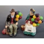 ROYAL DOULTON- THE BALLOON MAN TOGETHER WITH THE OLD BALLOON SELLER. 19 cm HIGH (2)