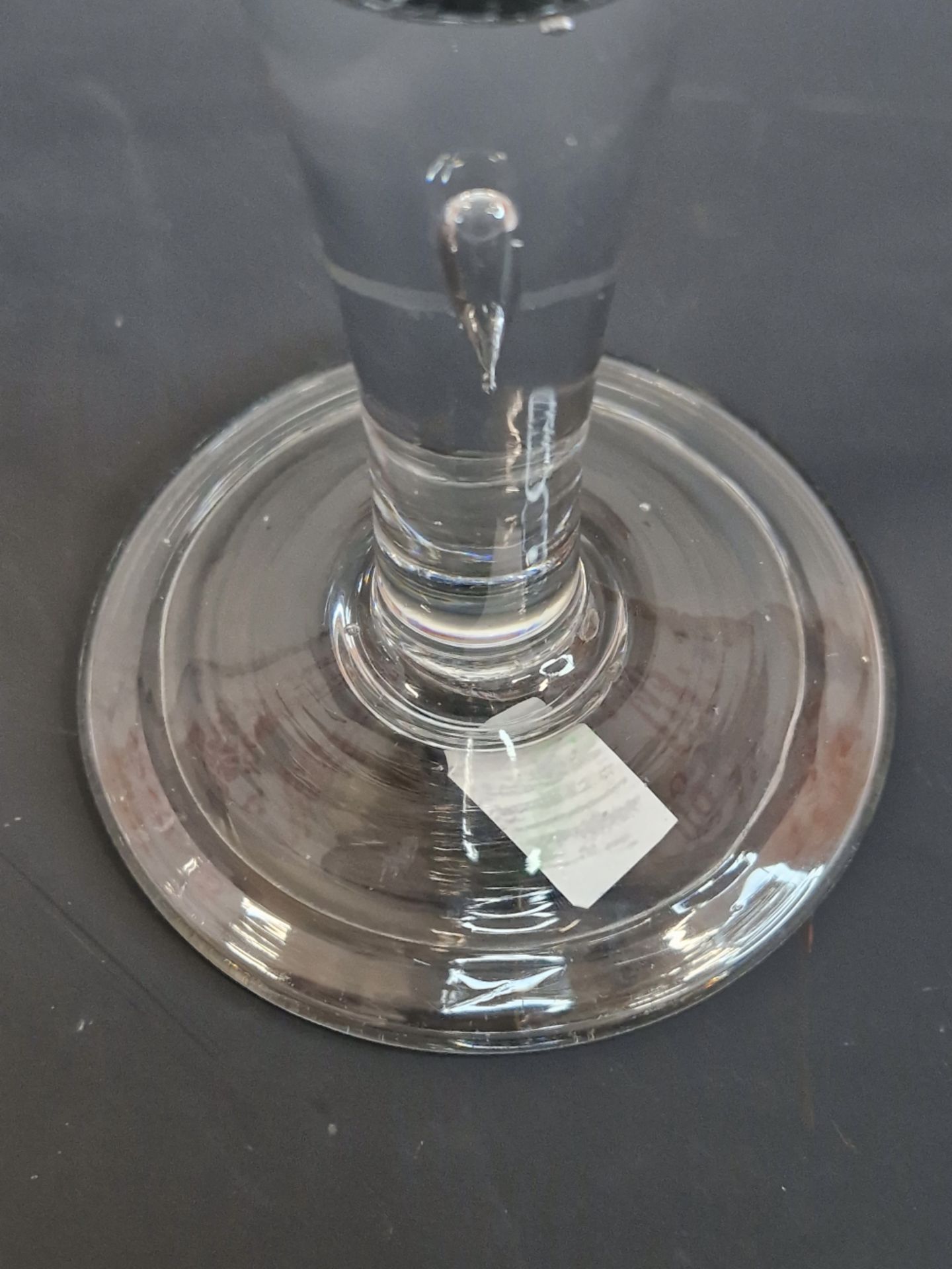 AN 18th C. ALE GLASS WITH TEARED STEM AND FOLDED FOOT, TWO GLASSES WITH DIAMOND DIAPERED BOWLS, - Image 4 of 13