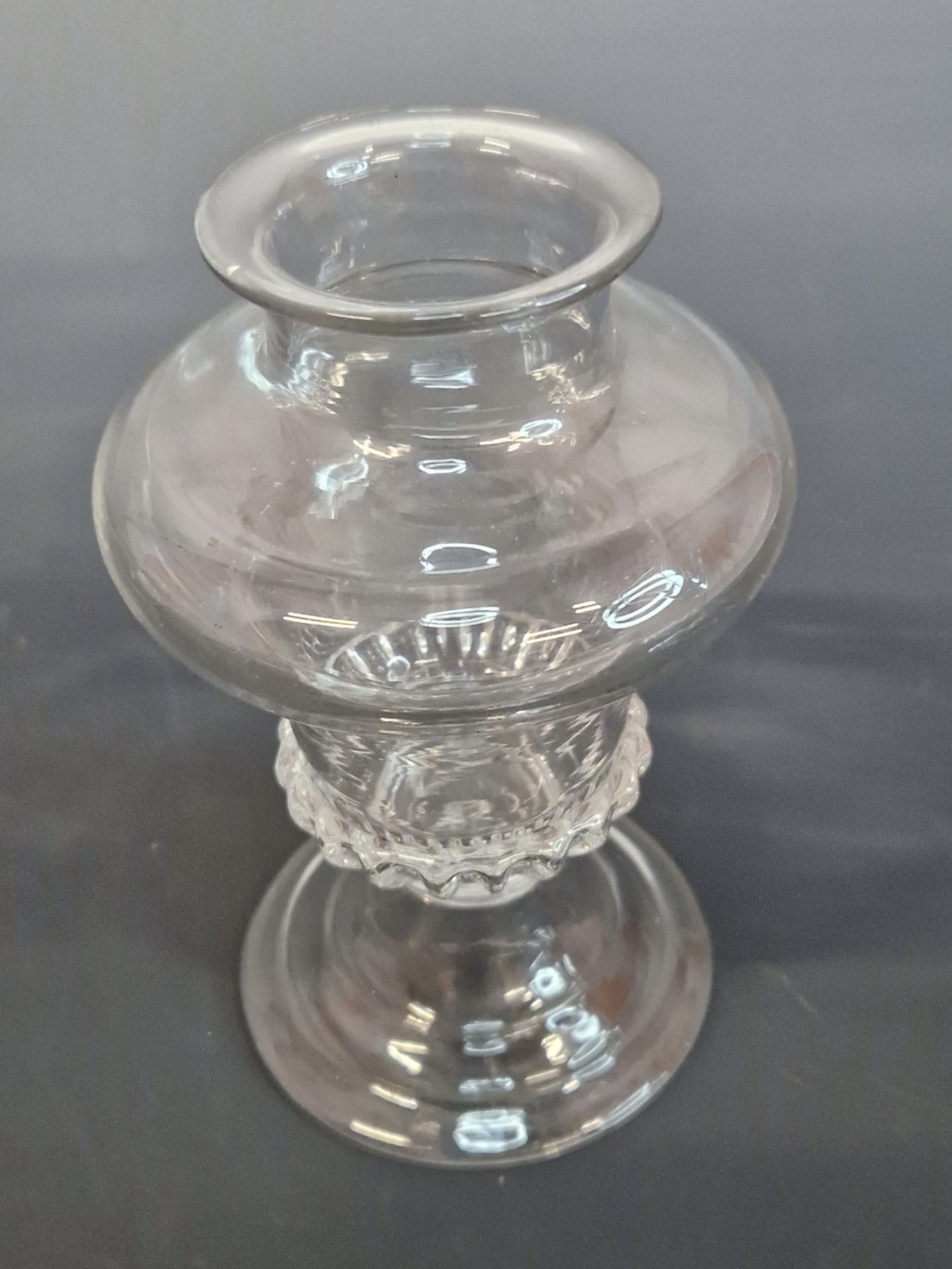 AN 18th C. ALE GLASS WITH TEARED STEM AND FOLDED FOOT, TWO GLASSES WITH DIAMOND DIAPERED BOWLS, - Image 6 of 13