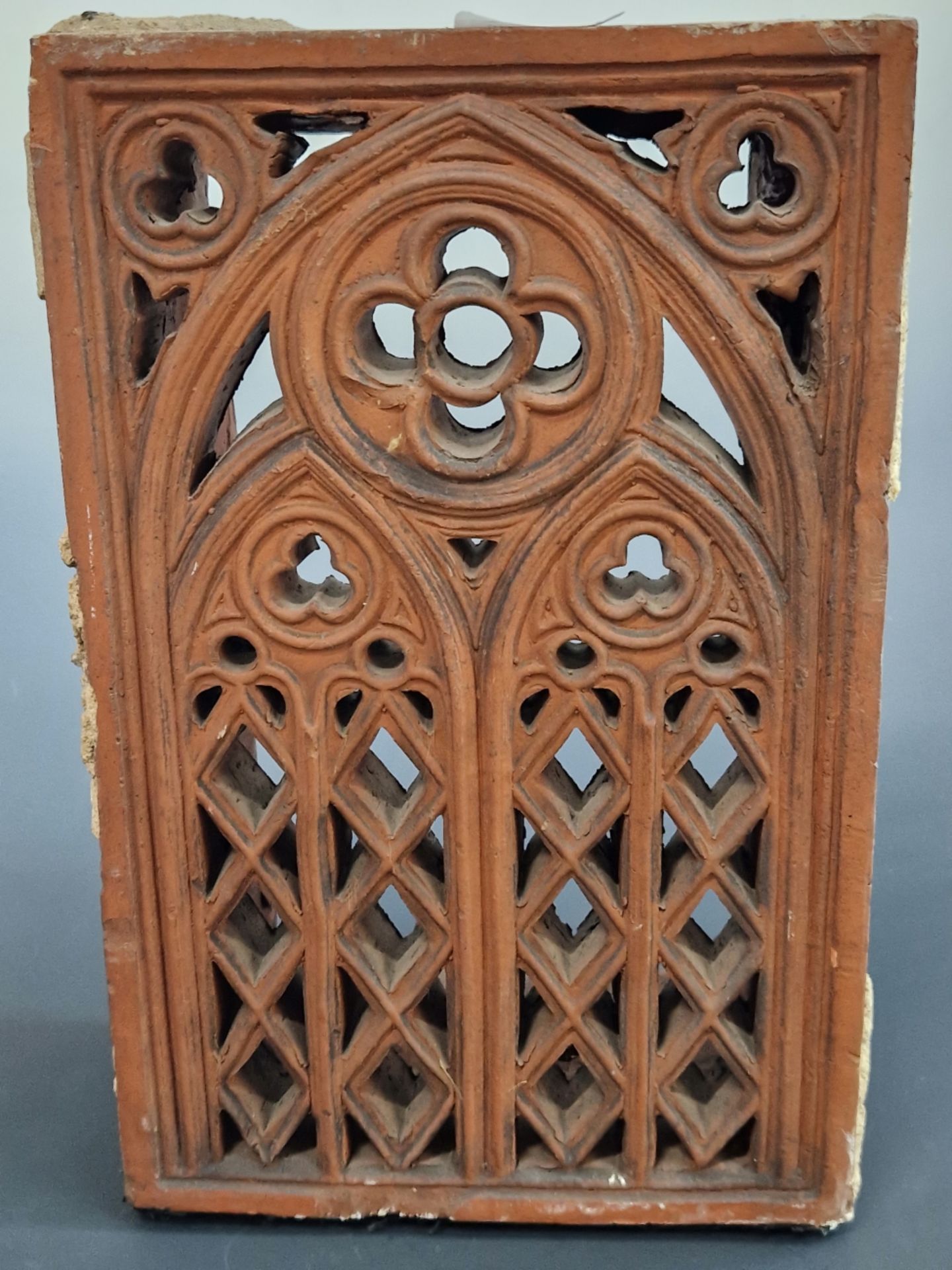 A DECORATIVE BRICK BY PLATTS PIERCED ON ONE SIDE WITH A GOTHIC WINDOW. H 26cms. - Image 2 of 4