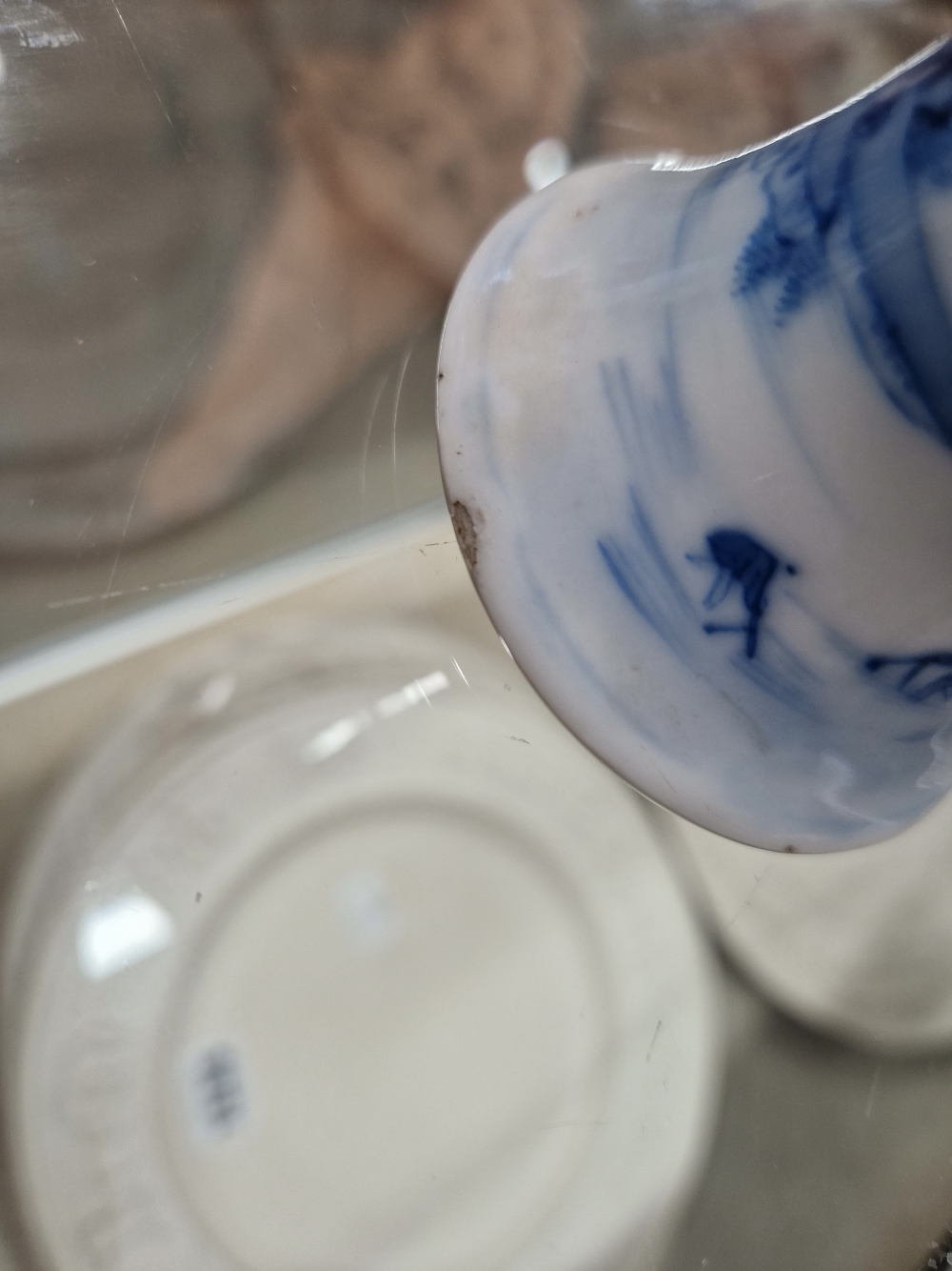 A PAIR OF CHINESE BLUE AND WHITE WAISTED CYLINDRICAL VASES PAINTED WITH MOUNTAINOUS LANDSCAPES, SEAL - Image 9 of 22