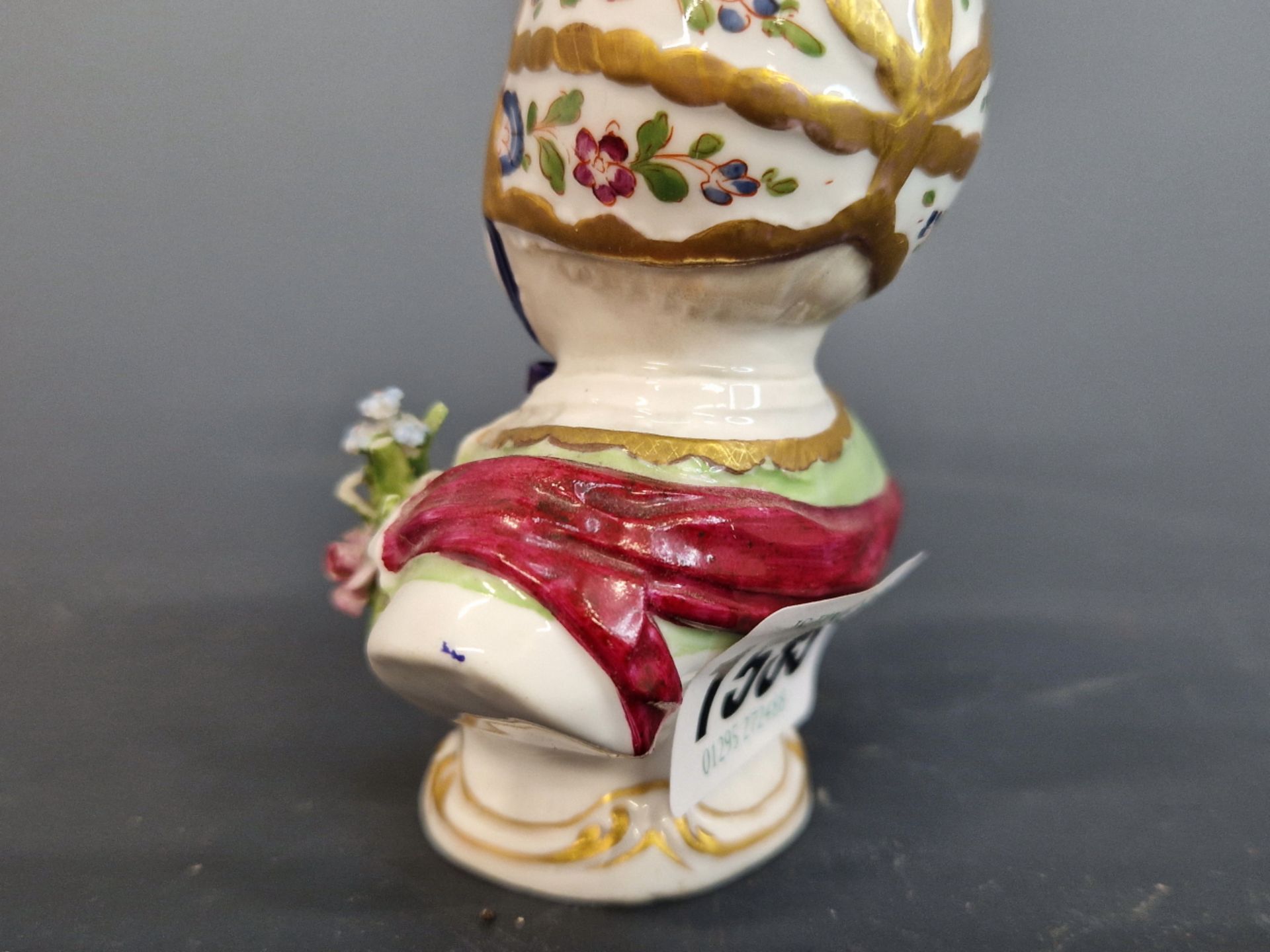 DRESDEN- A CARL THIEME PORCELAIN BUST OF A GIRL 8.5 cm HIGH. - Image 4 of 5