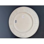 A COPELAND BISCUIT PORCELAIN BREAD PLATE TOGETHER WITH TWO OTHERS, THE LARGEST. Dia 34cms.