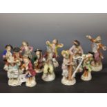 TWELVE GERMAN MONKEY BAND FIGURES BY SITZENDORF AND CARL THIEME