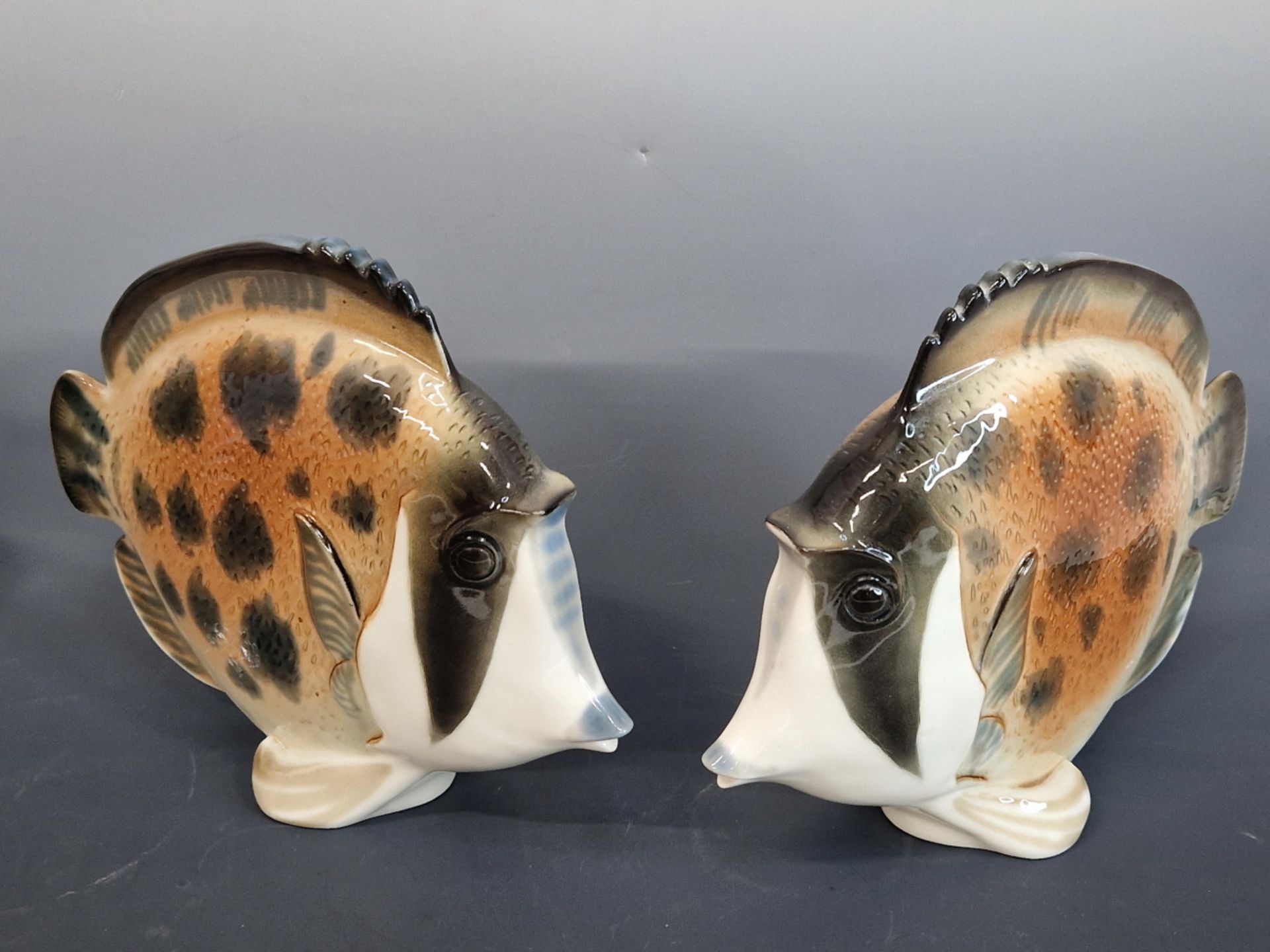 A PAIR OF LOMONOSOV PORCELAIN FISH TOGETHER WITH TWO OTHERS. W 22cms. - Image 5 of 8