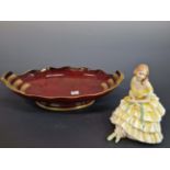 A ROYAL DOULTON FIGURE, HN 1503 TOGETHER WITH A CARLTON WARE ROUGE ROYALE OVAL DISH