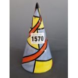 A LORNA BAILEY CLARICE CLIFF STYLE CONICAL CASTER, 126/259. H 14.5cms.