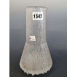 AN IITALA BARK TEXTURED CLEAR GLASS POURING VESSEL. H 23cms.