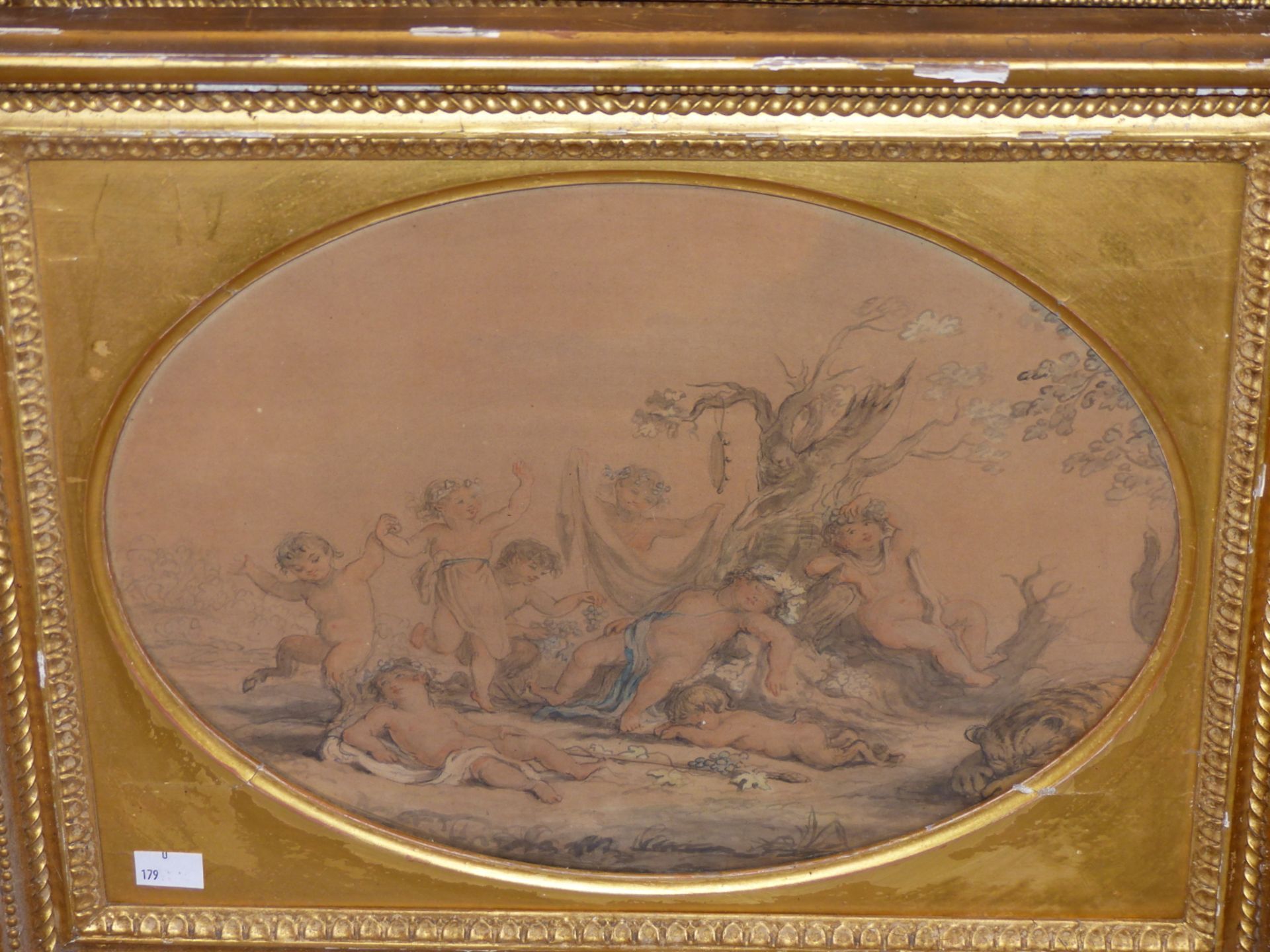 OLD MASTER SCHOOL.(18TH/19TH CENTURY) CHERUBS AND FAUN IN CELEBRATION RIDING A TIGER, TOGETHER - Image 7 of 7