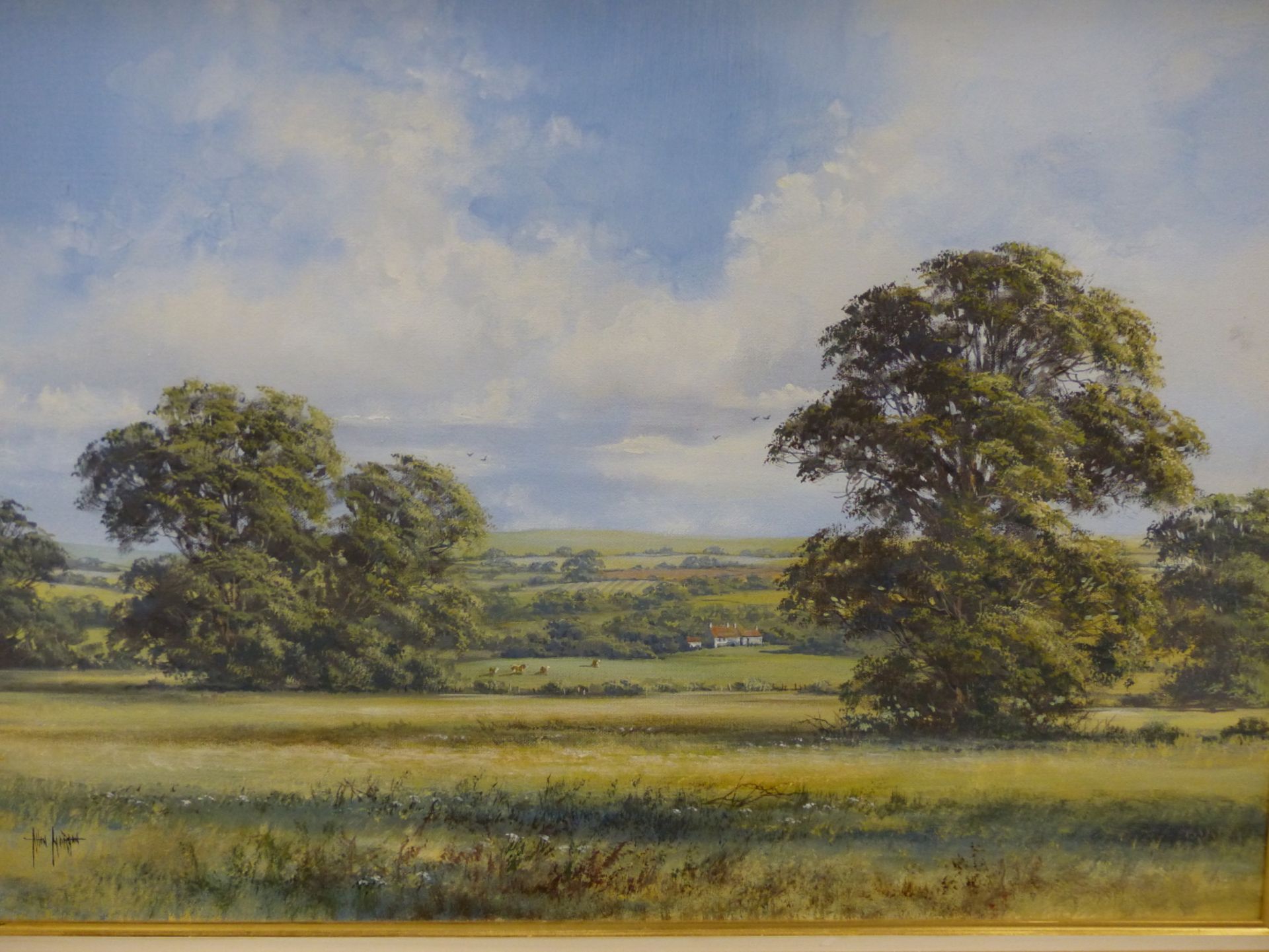 ALLAN MORGAN (CONTEMPORARY SCHOOL) ARR. AN ENGLISH LANDSCAPE, SIGNED, OIL ON CANVAS. 57 x 72cms - Image 3 of 7